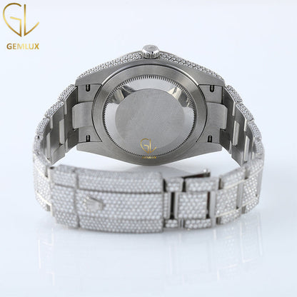 Iced Out Round Bezel Roman Dial Certified Lab Grown Diamond Watch