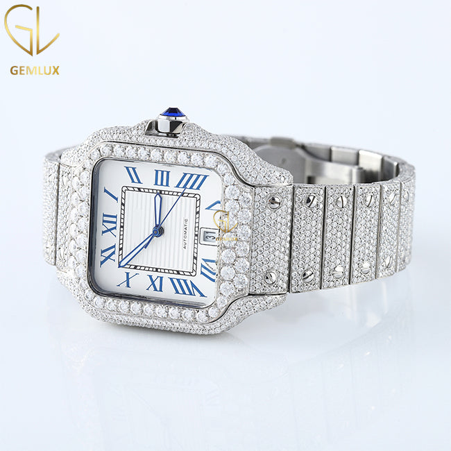 Roman Dial Iced Out Lab Grown Diamond Hip Hop Watch