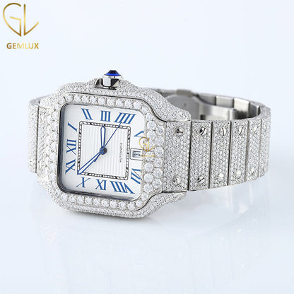 Roman Dial Iced Out Lab Grown Diamond Hip Hop Watch