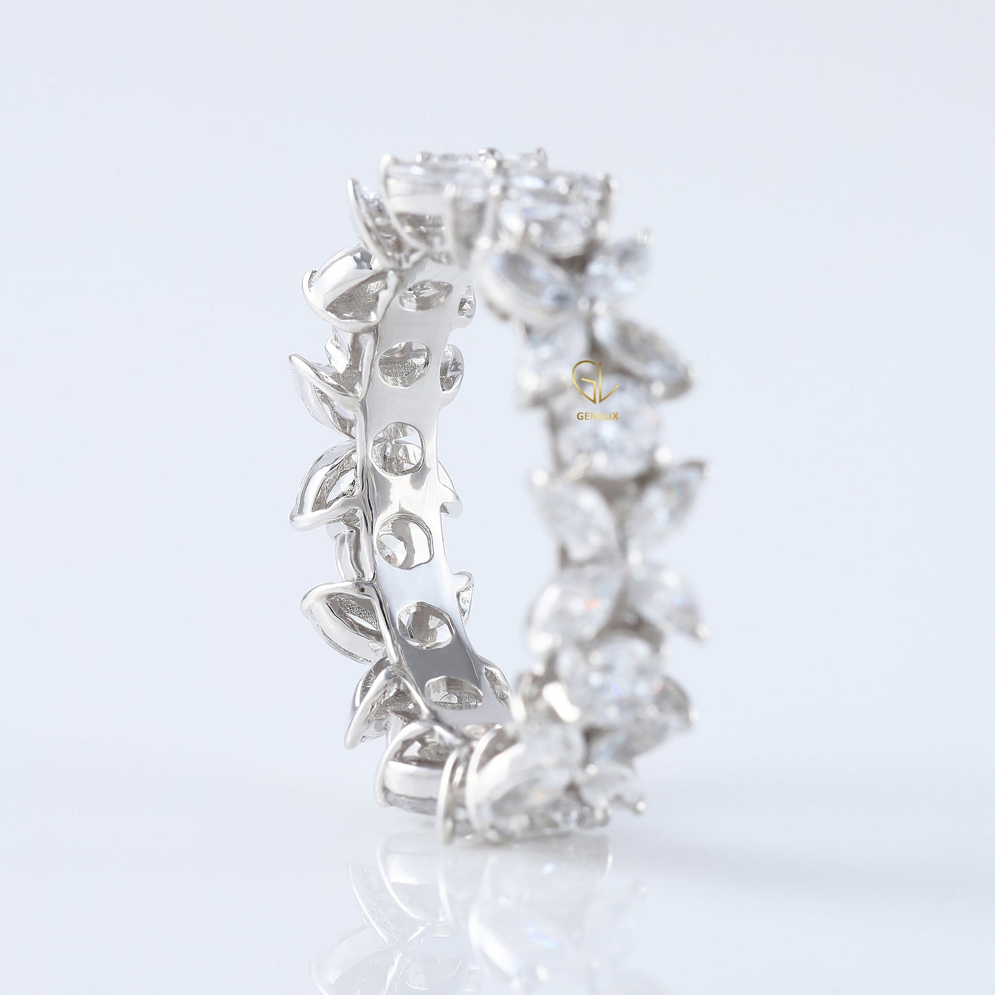 Floral Inspired Moissanite Wedding Band