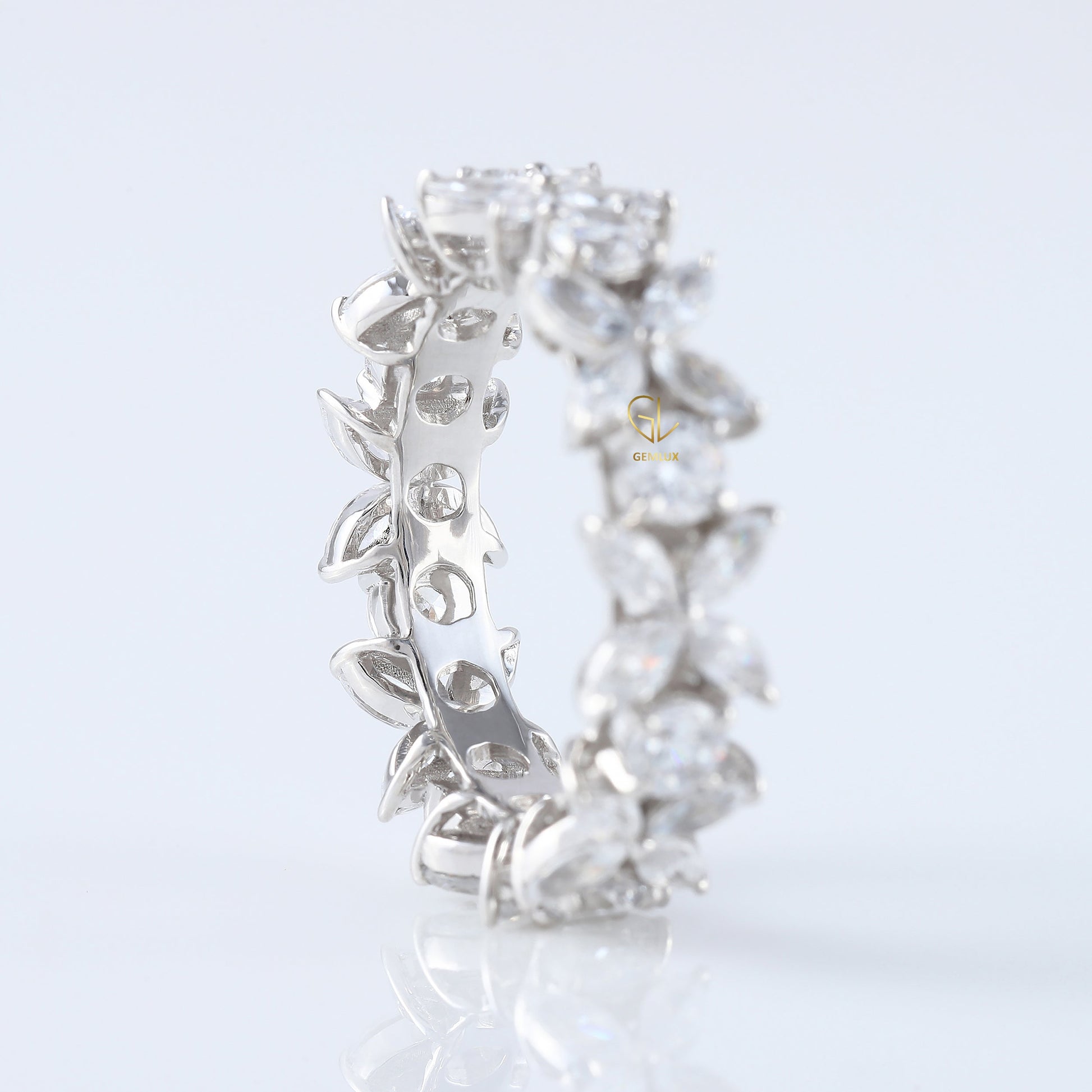 Floral Inspired Moissanite Wedding Band