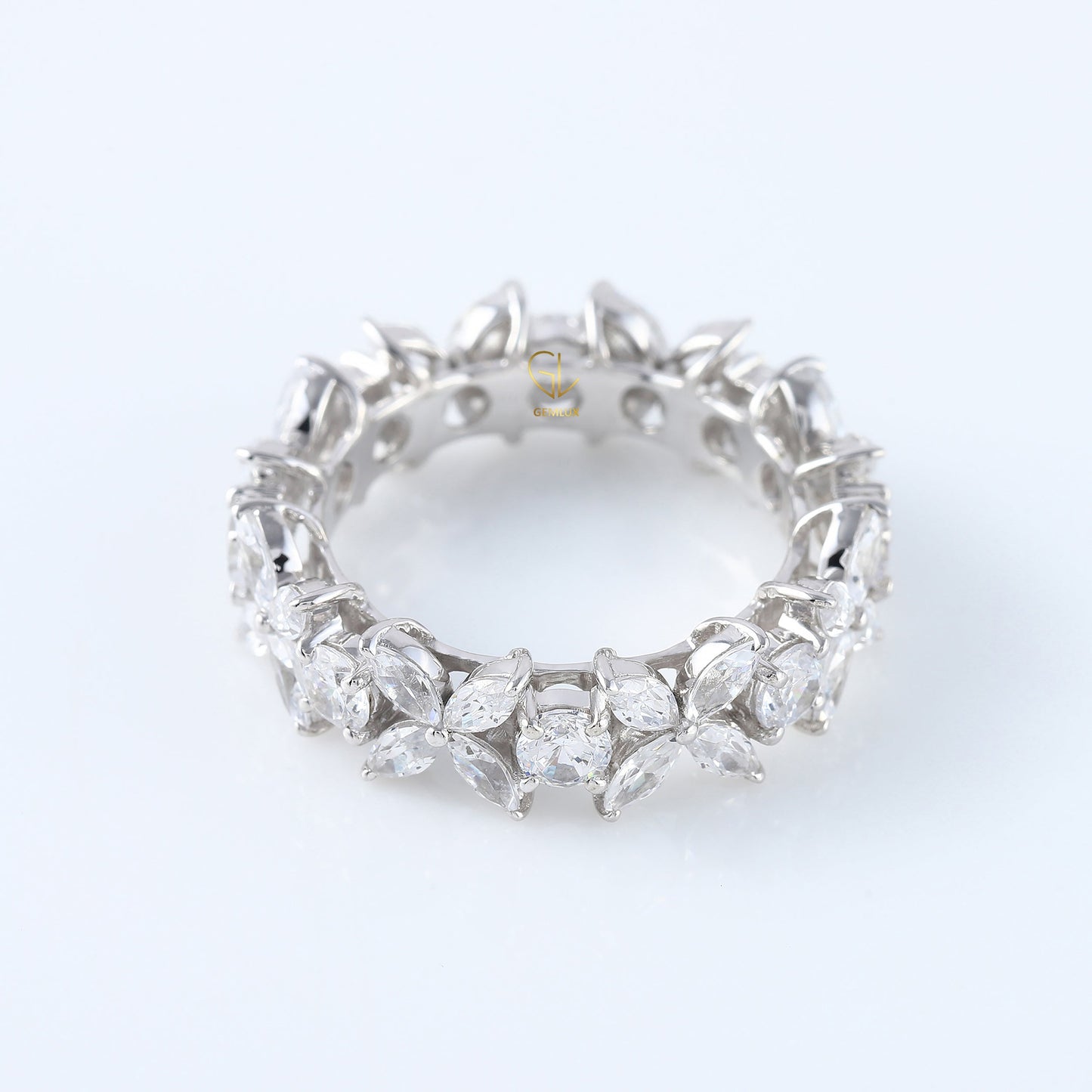 Floral Inspired Moissanite Wedding Band