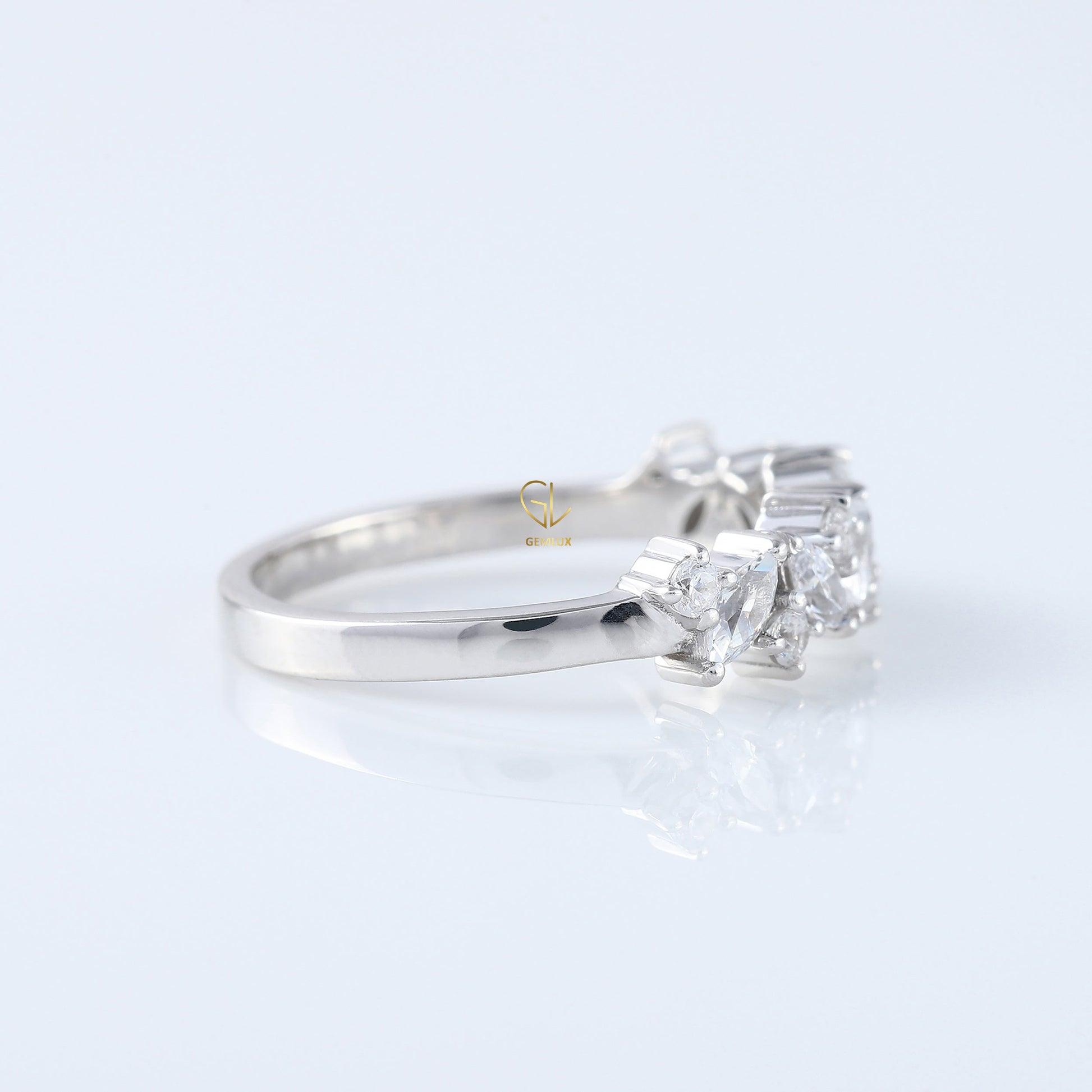 Marquise & Round Lab Grown Wedding Band