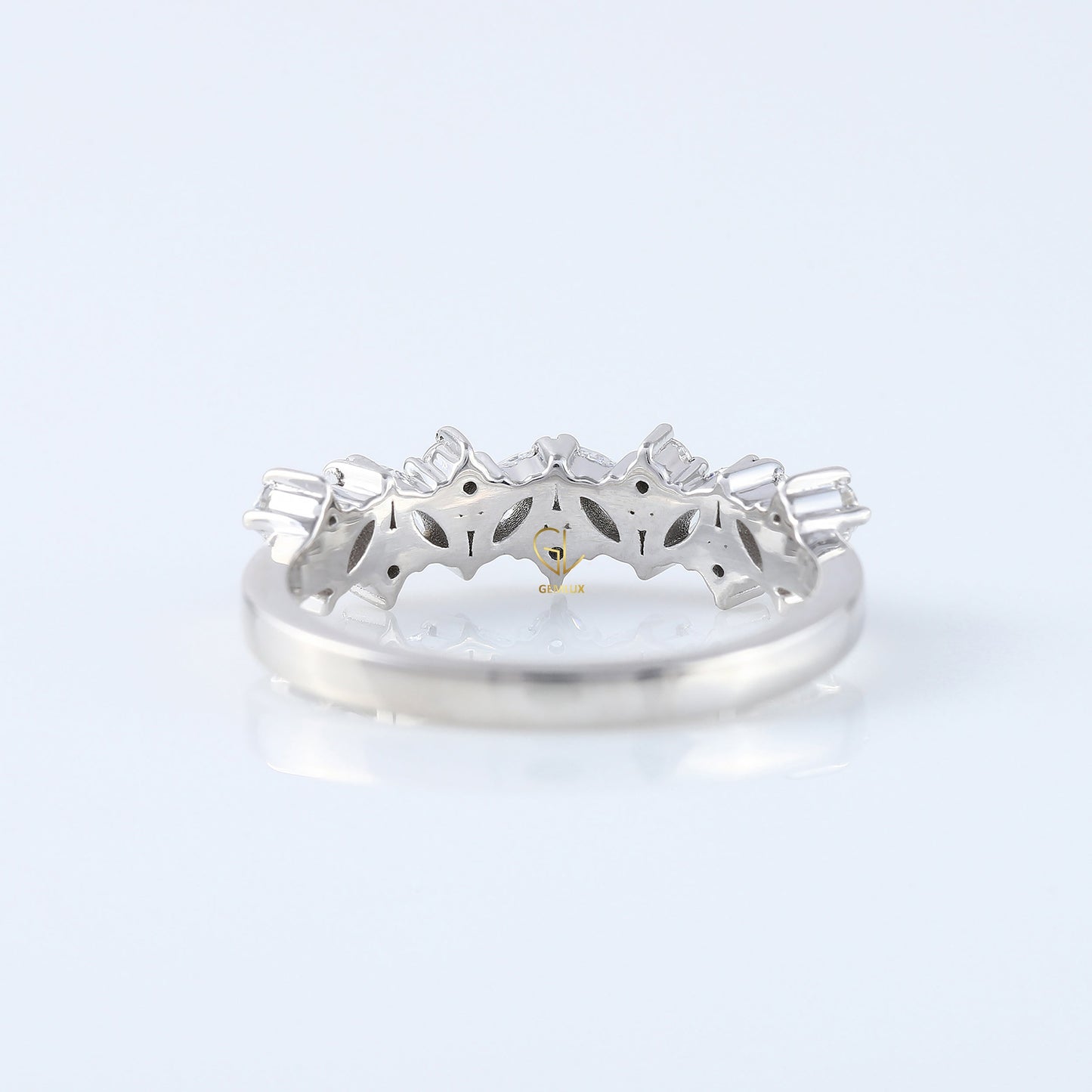 Marquise & Round Half Eternity Stacking Wedding Band