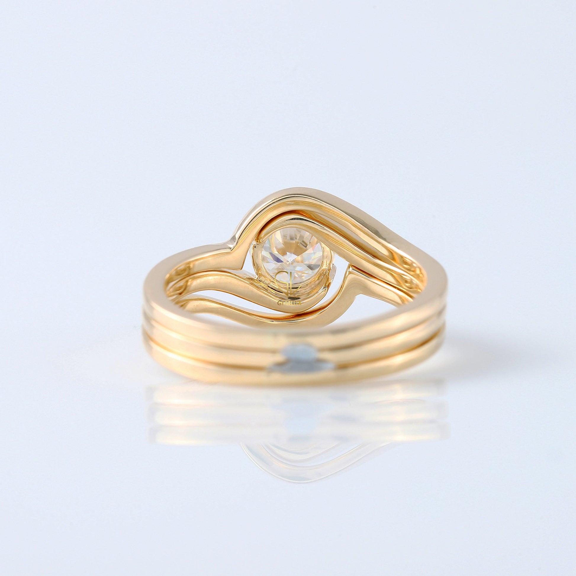 1 ct Round Cut Lab Grown Diamond Solitaire Bypass Trio Ring Set