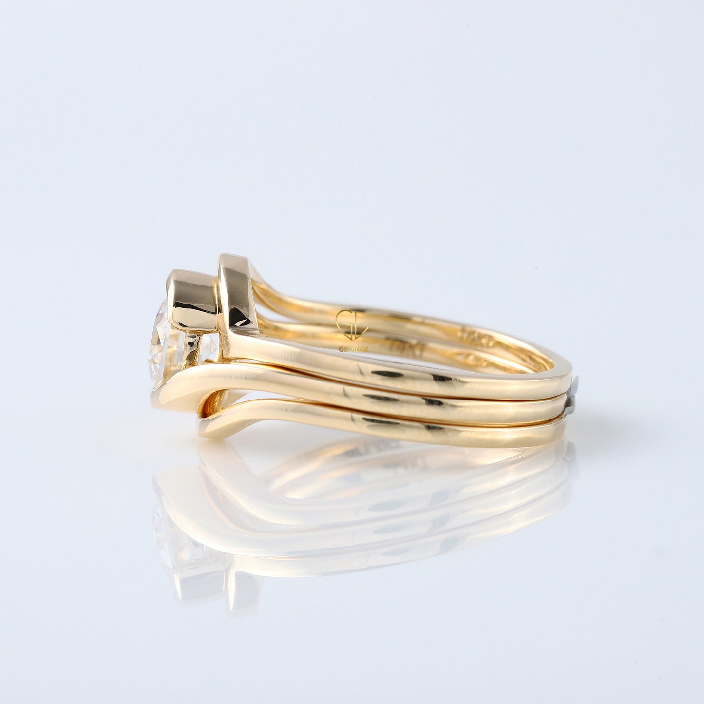 1 ct Round Cut Lab Grown Diamond Solitaire Bypass Trio Ring Set