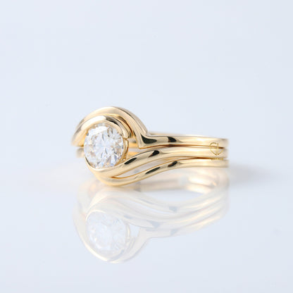 1 ct Round Cut Lab Grown Diamond Solitaire Bypass Trio Ring Set