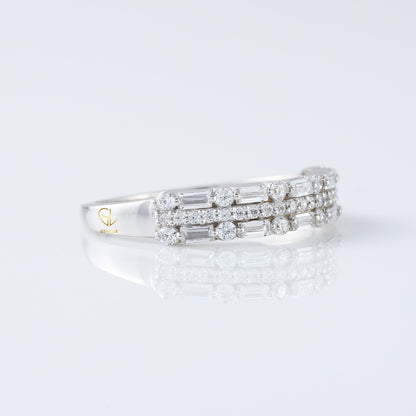 Three Row Moissanite Eternity Wedding Band