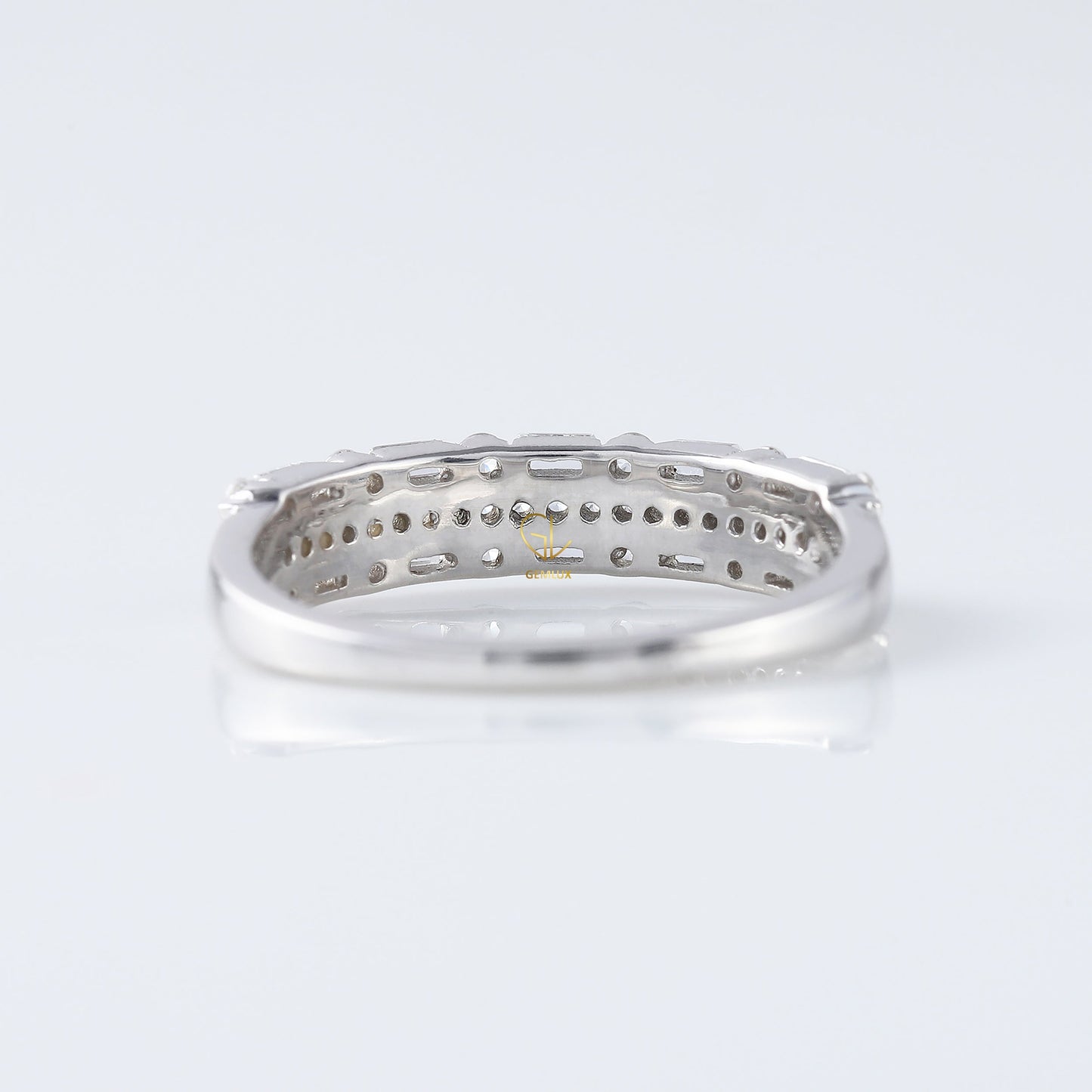 Three Row Moissanite Eternity Wedding Band