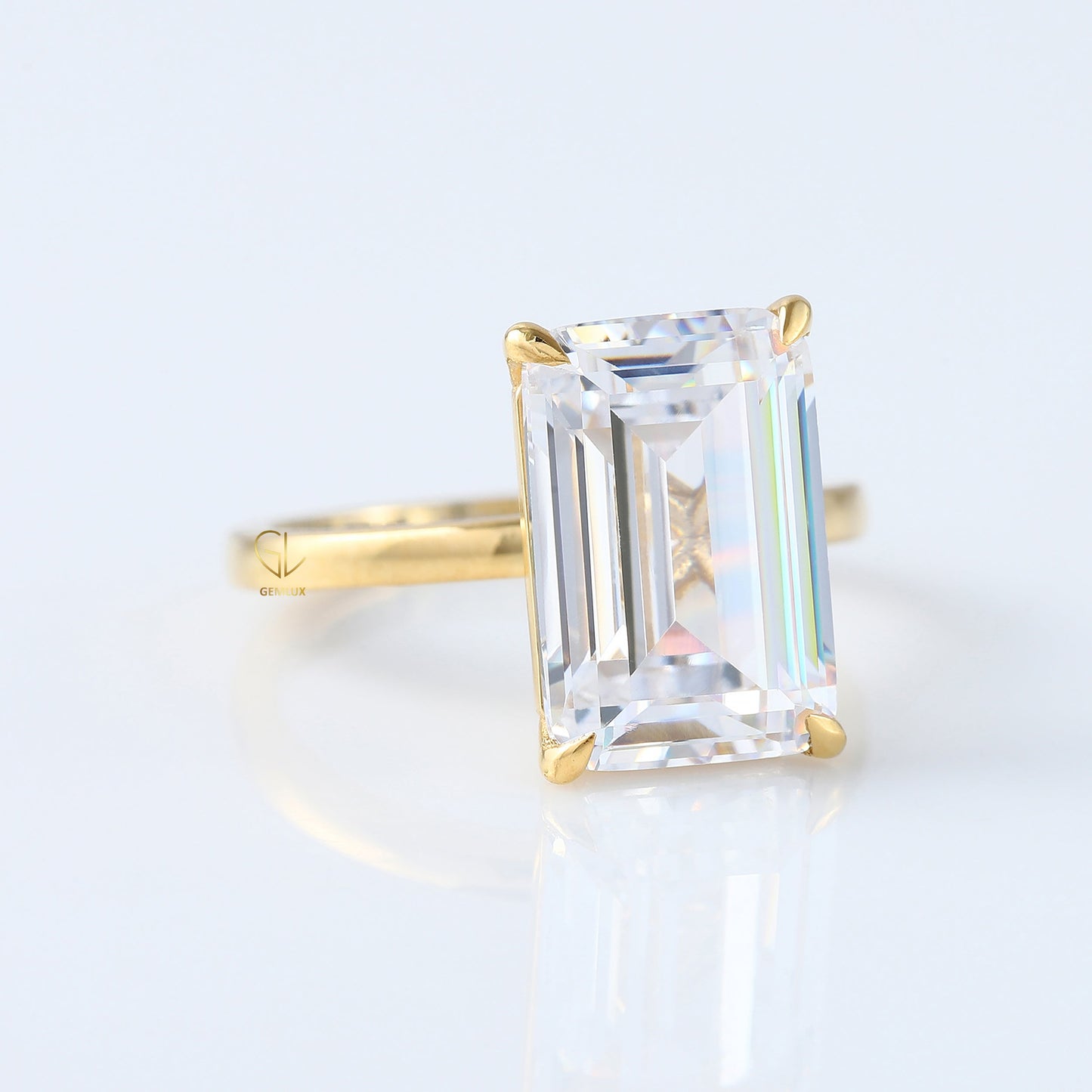 5.34ct Emerald Cut Lab Grown Solitaire Engagement Ring