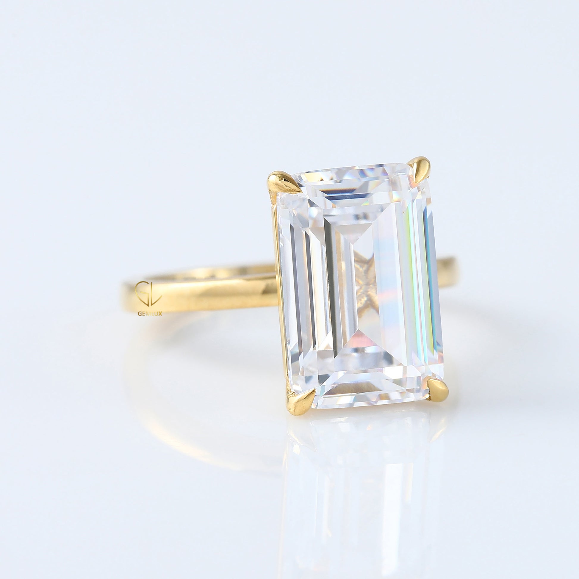 5.34ct Emerald Cut Lab Grown Solitaire Engagement Ring