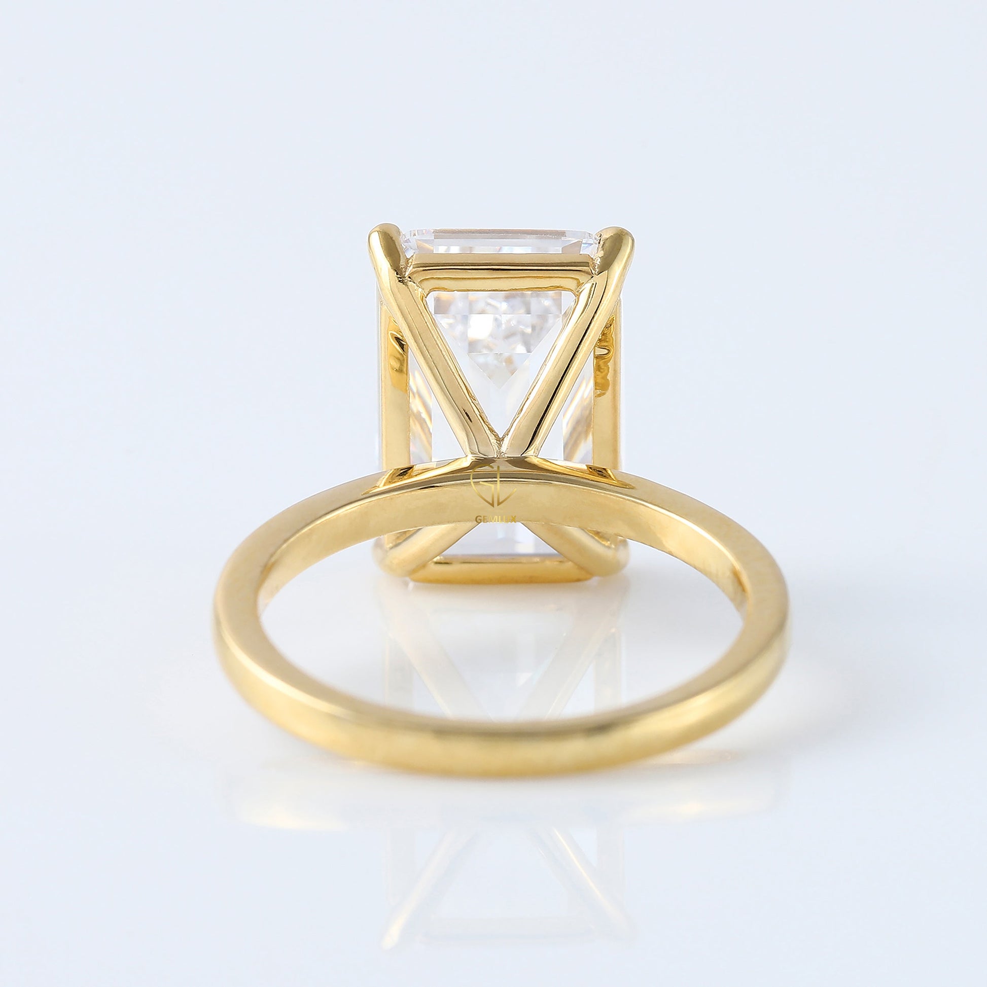Emerald Cut Moissanite Solitaire Engagement Ring