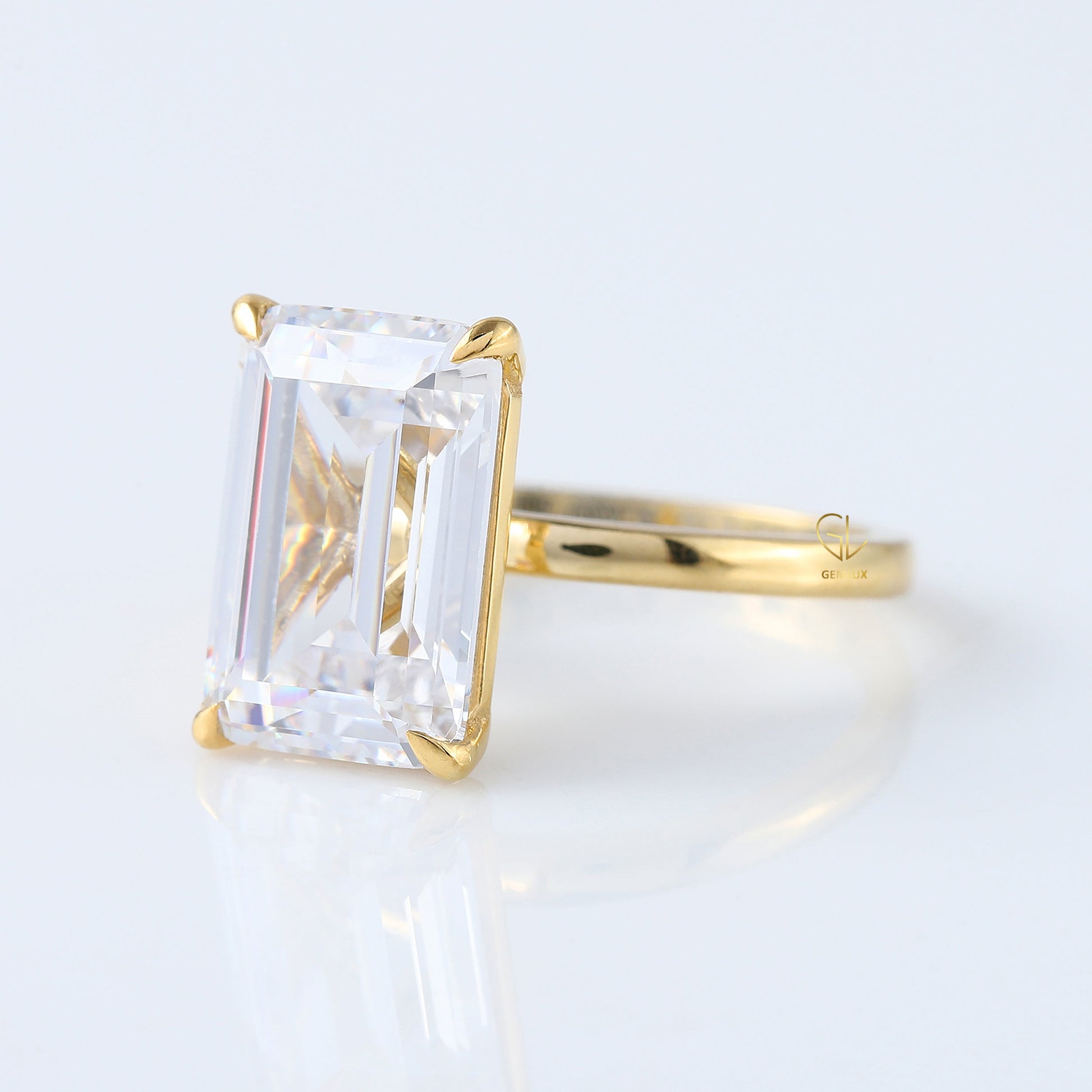 5.34ct Emerald Cut Lab Grown Solitaire Engagement Ring