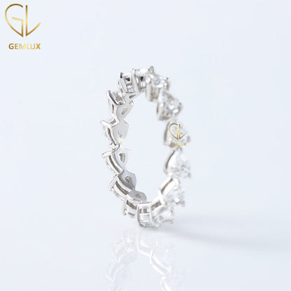 East West Pear Cut Moissanite Diamond Eternity Wedding Band, TearDrop Ring