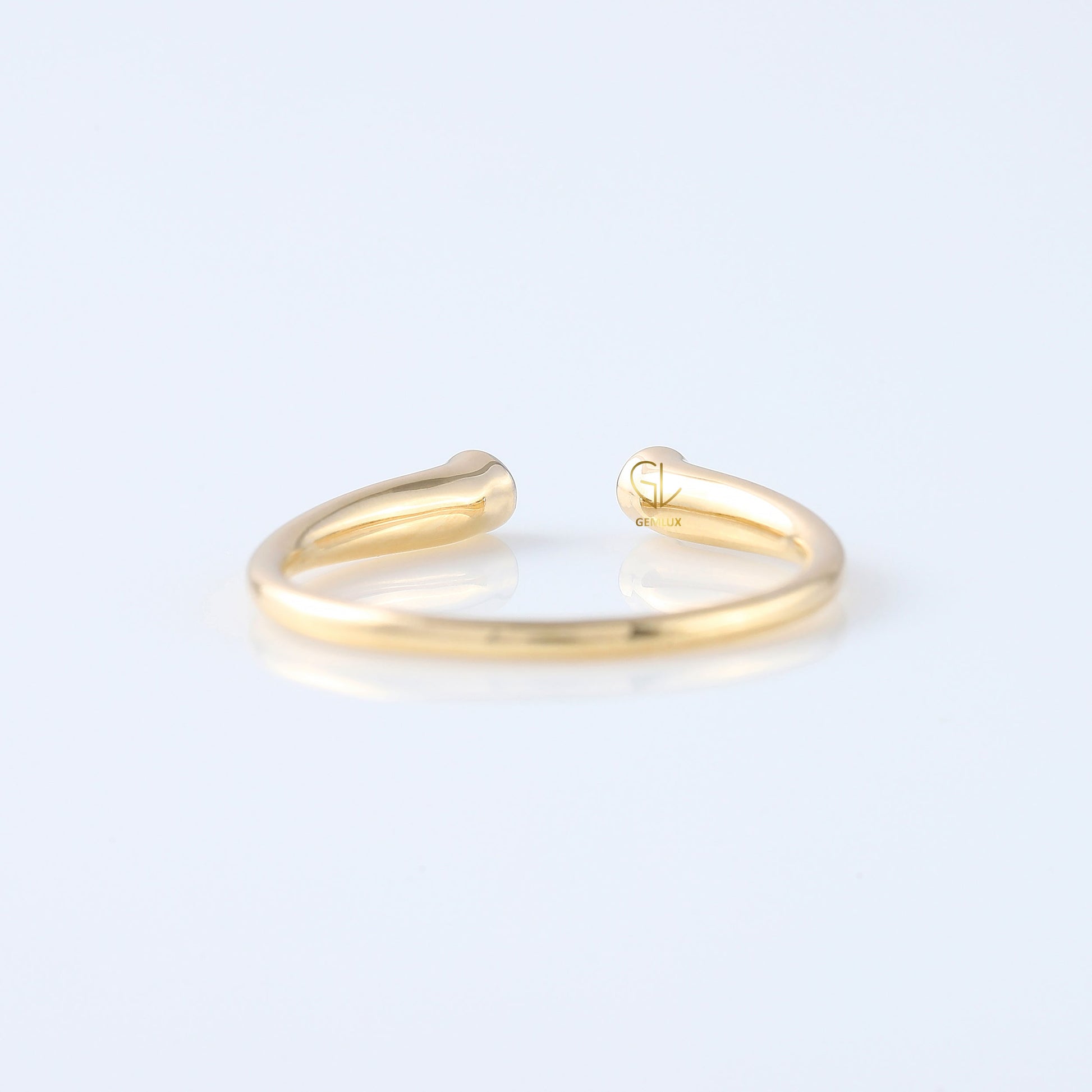 Open Cuff Two Stone Bezel Set Thin Stackable Band