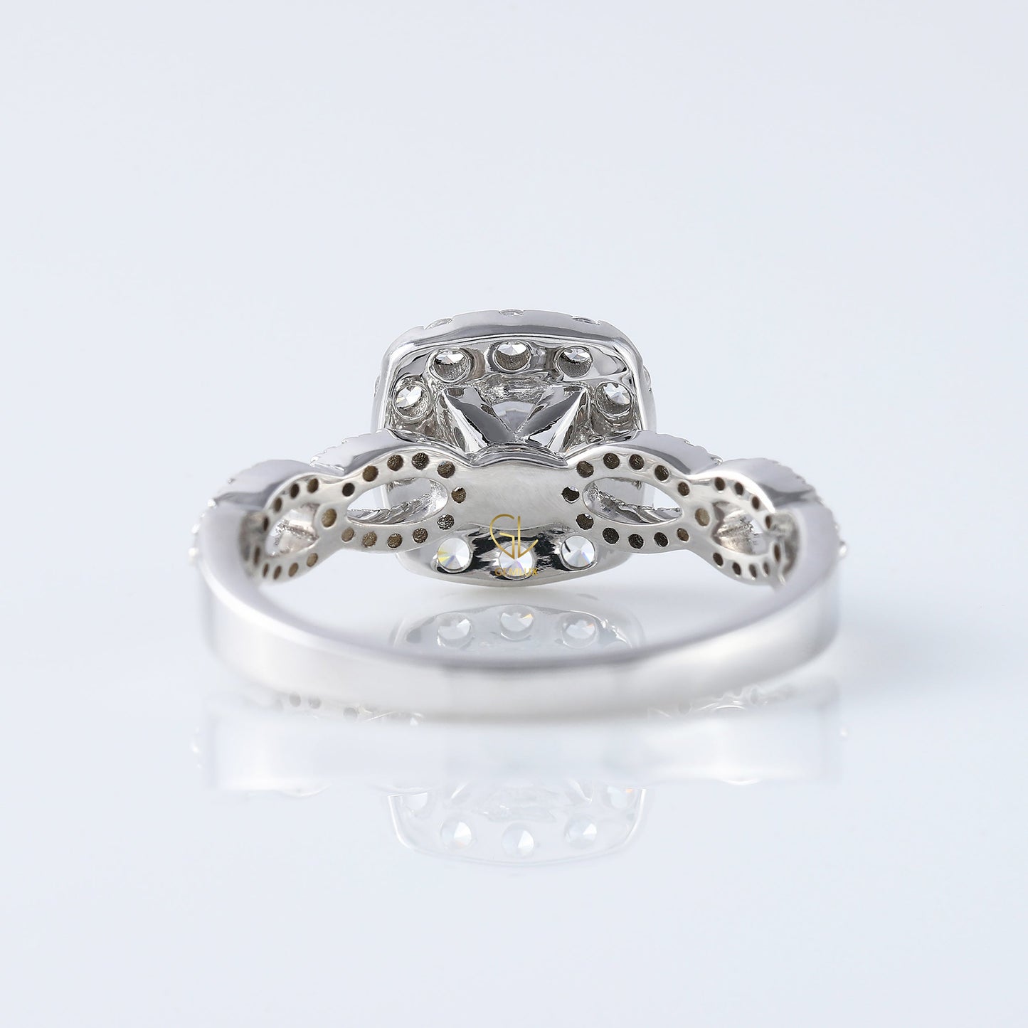 Twisted Round Moissanite Halo Infinity Shank Engagement Ring