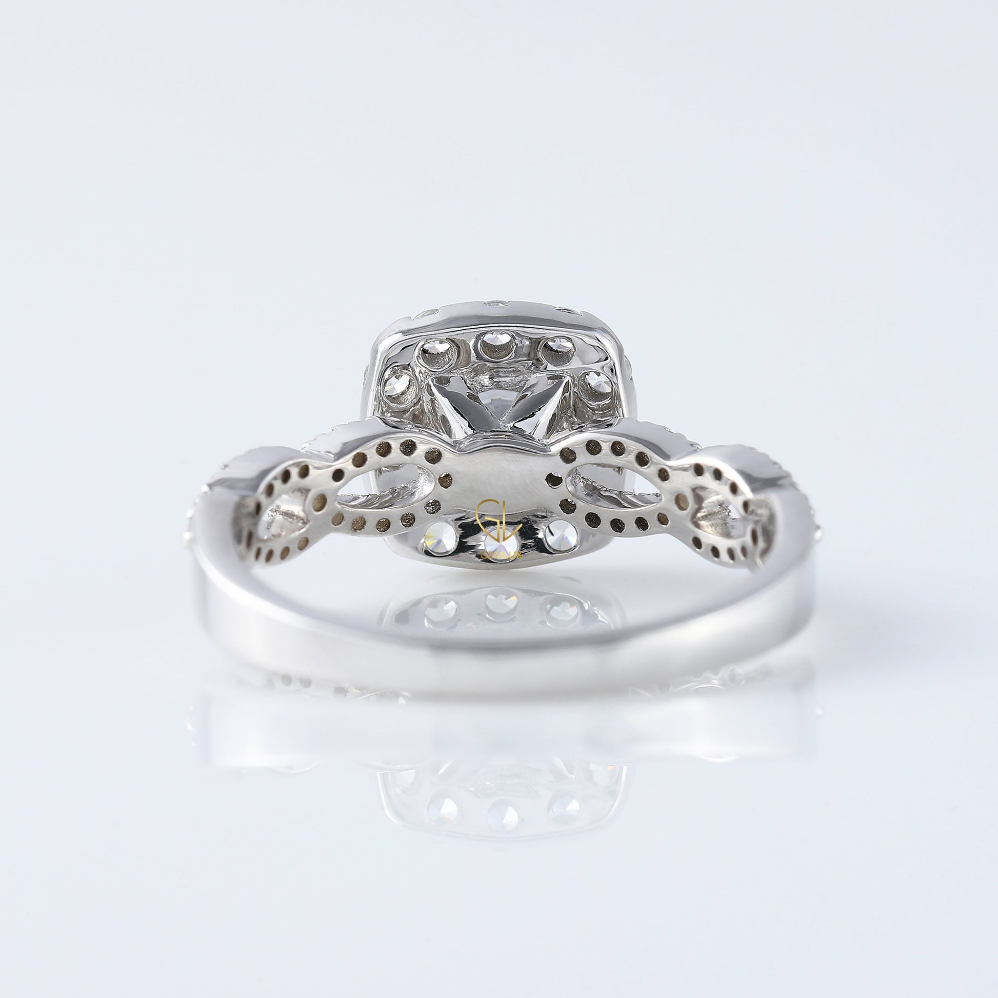 Twisted Round Moissanite Halo Infinity Shank Engagement Ring
