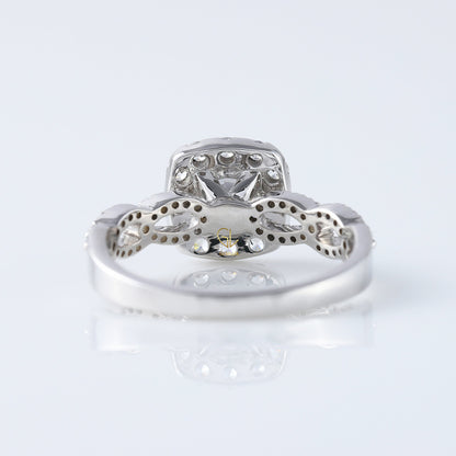 Twisted Round Moissanite Halo Infinity Shank Engagement Ring