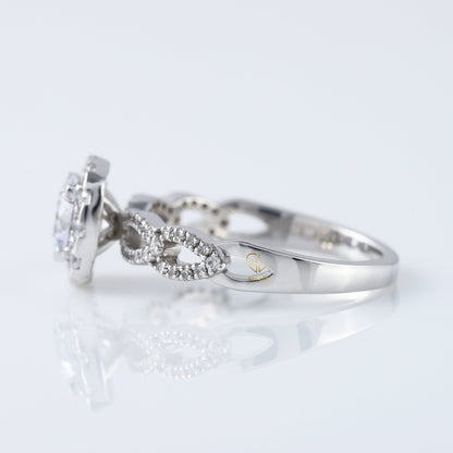 Twisted 1 Ct Round Cut Lab Grown Halo Infinity Shank Engagement Ring