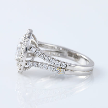 1 ct Oval Cut Lab Grown Split Shank Double Halo Ring