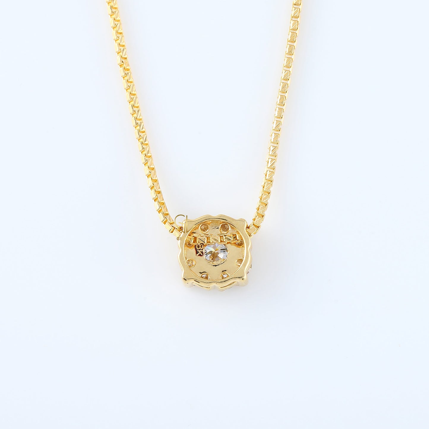 Cluster Floral Halo Round Cut Lab Grown Pendant Necklace