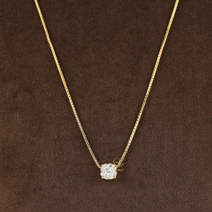 Cluster Floral Halo Round Cut Lab Grown Pendant Necklace