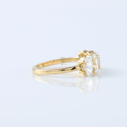 Oval Cut Moissanite Diamond Half Eternity Wedding Band