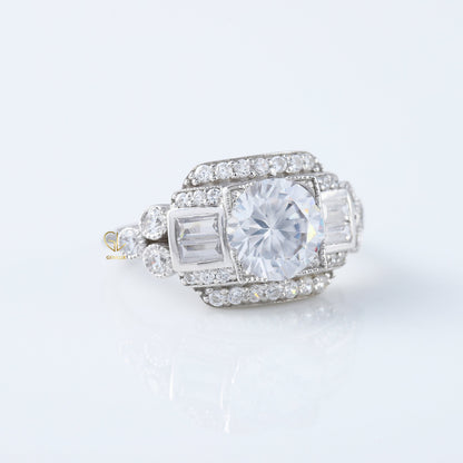 Vintage Art Deco Round Moissanite Diamond Antique Ring