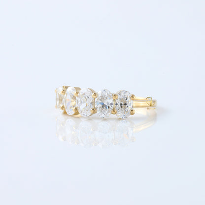 Oval Cut Moissanite Diamond Half Eternity Wedding Band