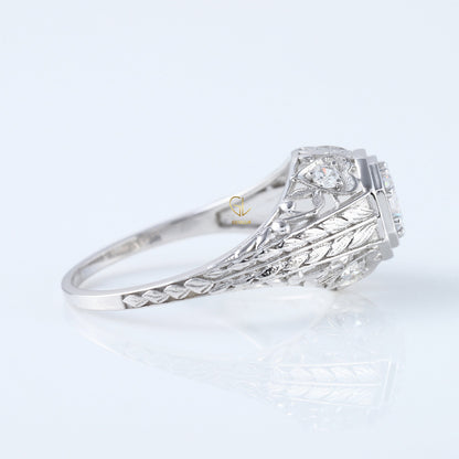 Vintage Inspired Round Cut Lab Grown Edwardian Ring
