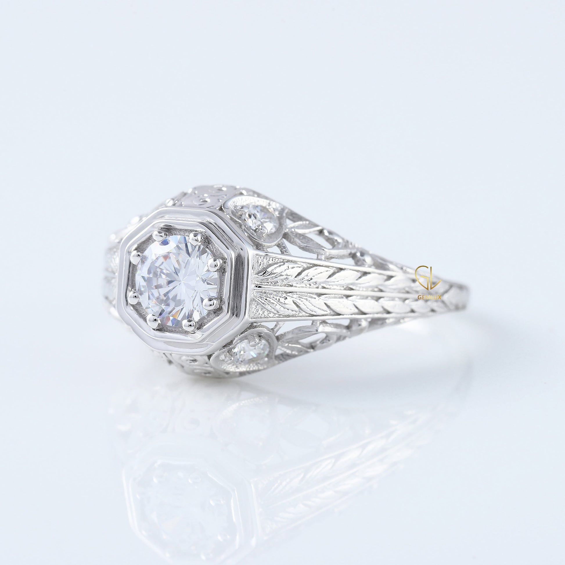 Vintage Inspired Round Cut Lab Grown Edwardian Ring
