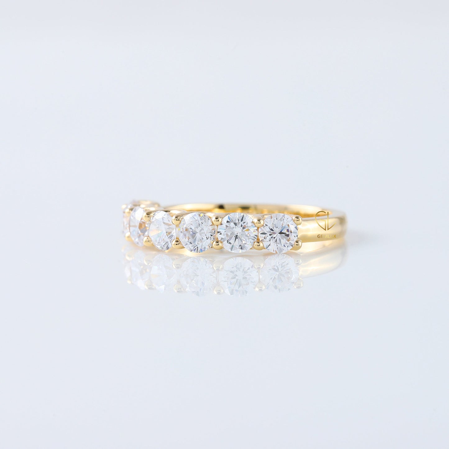 Seven Stone Round Cut Moissanite Diamond Eternity Wedding Band