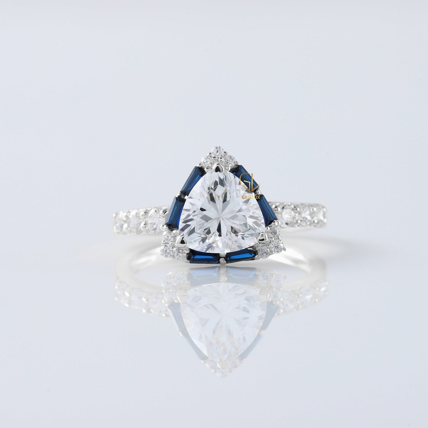 Trillion Cut Lab Grown Diamond Halo Ring