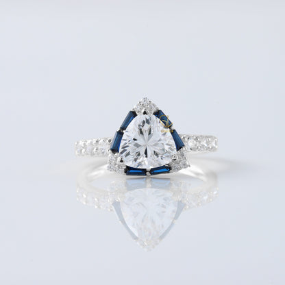 Trillion Cut Lab Grown Diamond Halo Ring