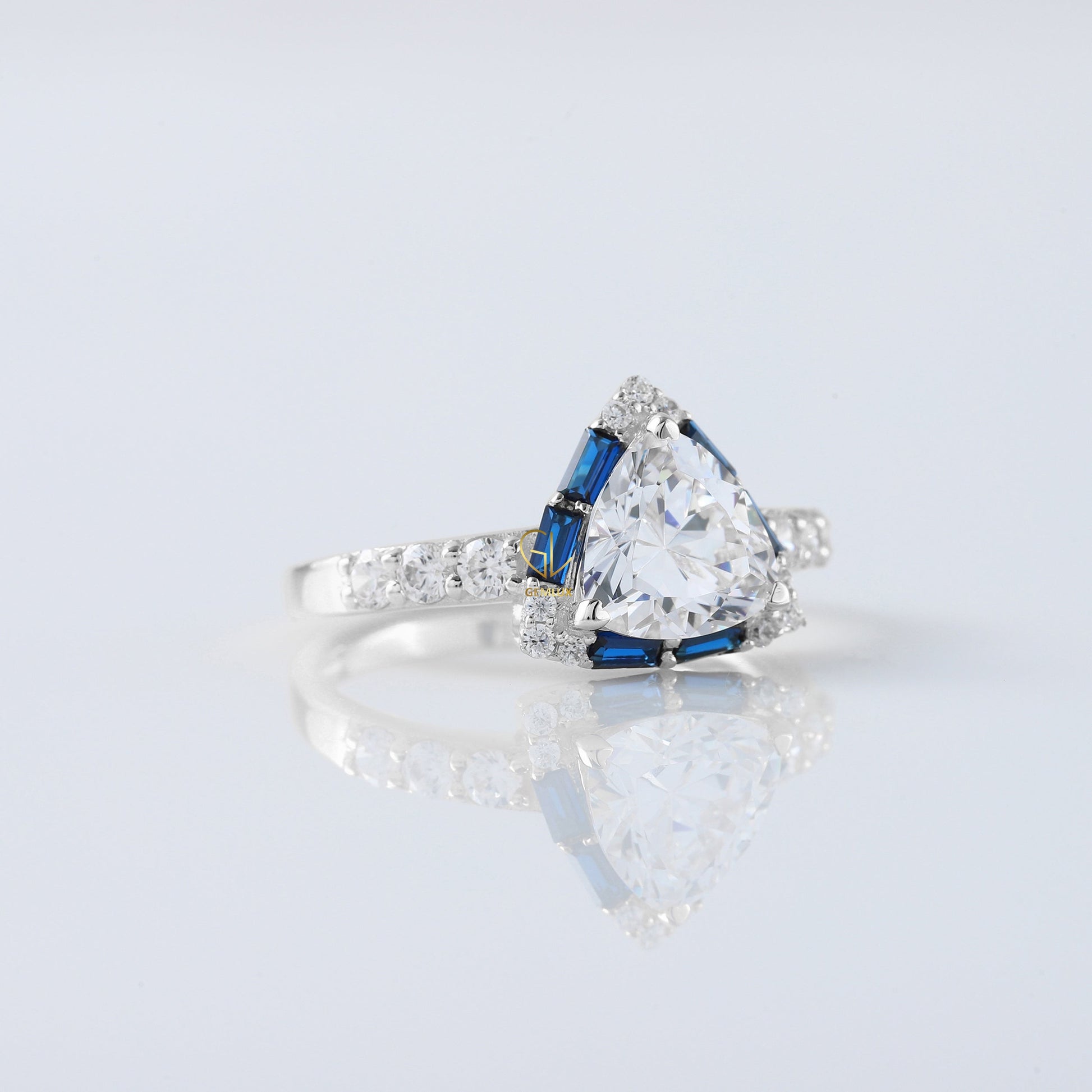 Trillion Cut Lab Grown Diamond Halo Ring