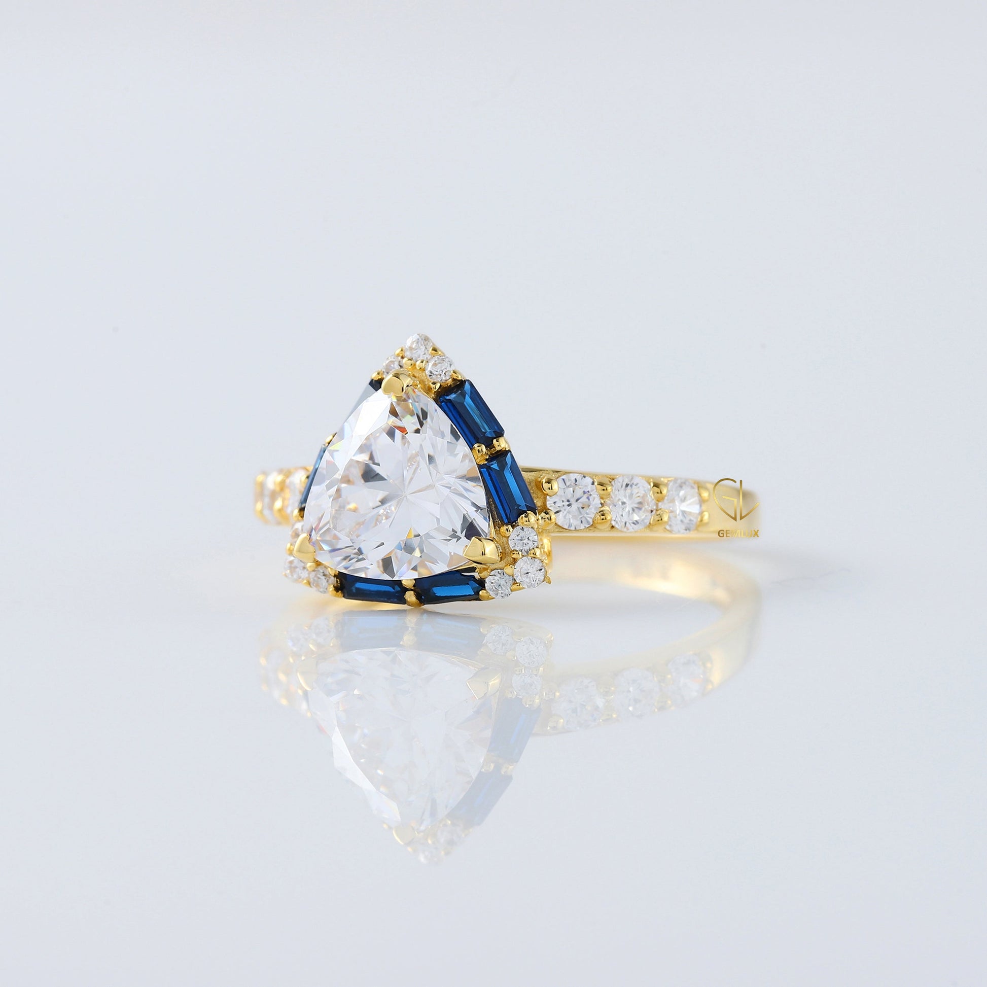 Trillion Cut Lab Grown Diamond Halo Ring