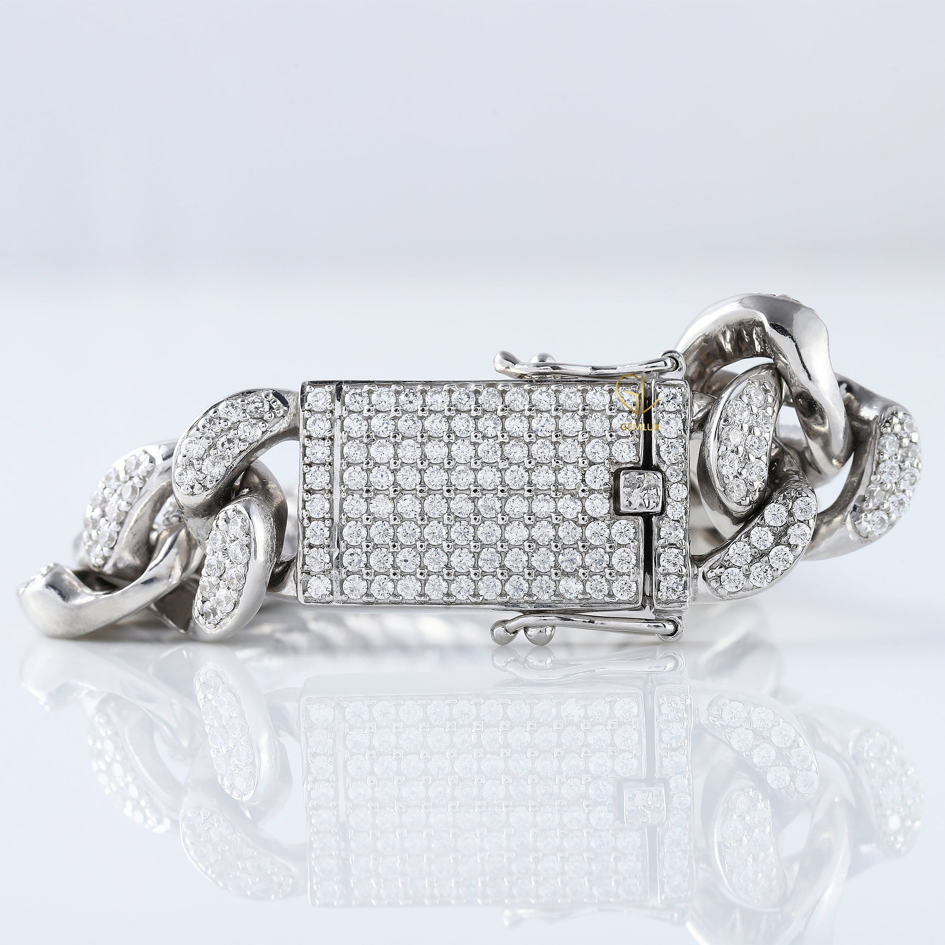 Hip Hop Iced Out Moissanite Cuban Link Bracelet