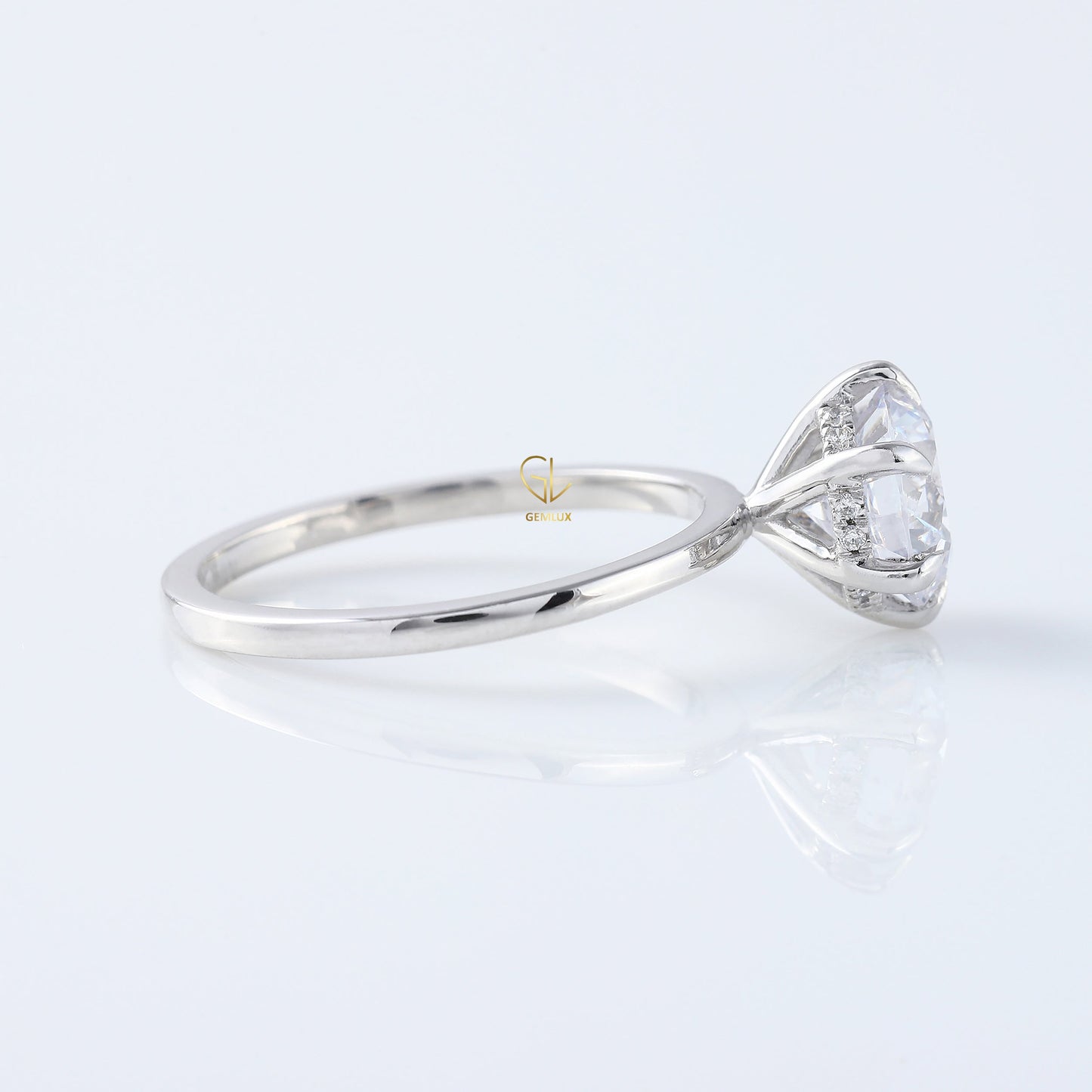 IGI Certified Round Cut Lab Grown Hidden Halo Solitaire Ring