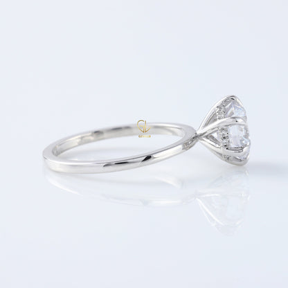 IGI Certified Round Cut Lab Grown Hidden Halo Solitaire Ring