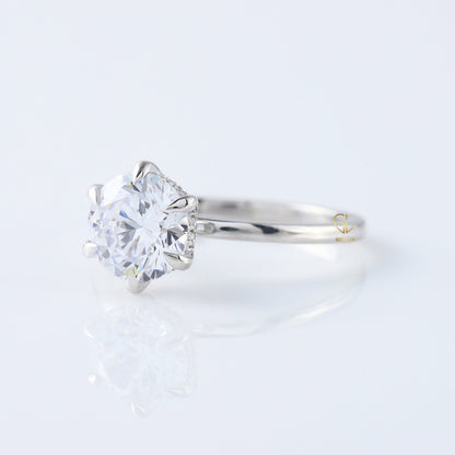 Round Moissanite Diamond Hidden Halo Solitaire Ring