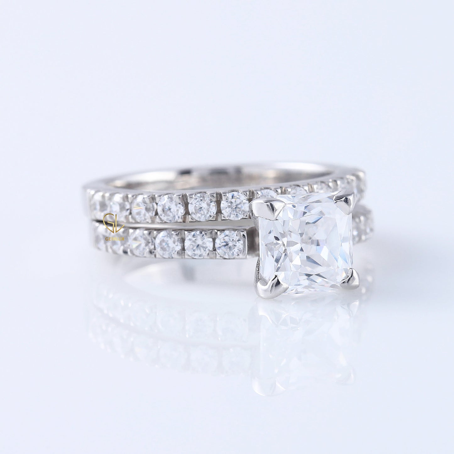 Lab Grown Princess Cut Diamond Ring Set