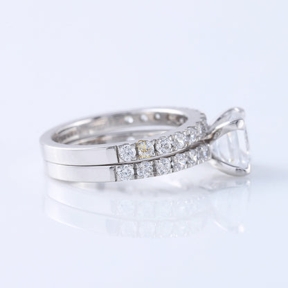 Princess Cut Moissanite Diamond Ring With Eternity Band Ring Set