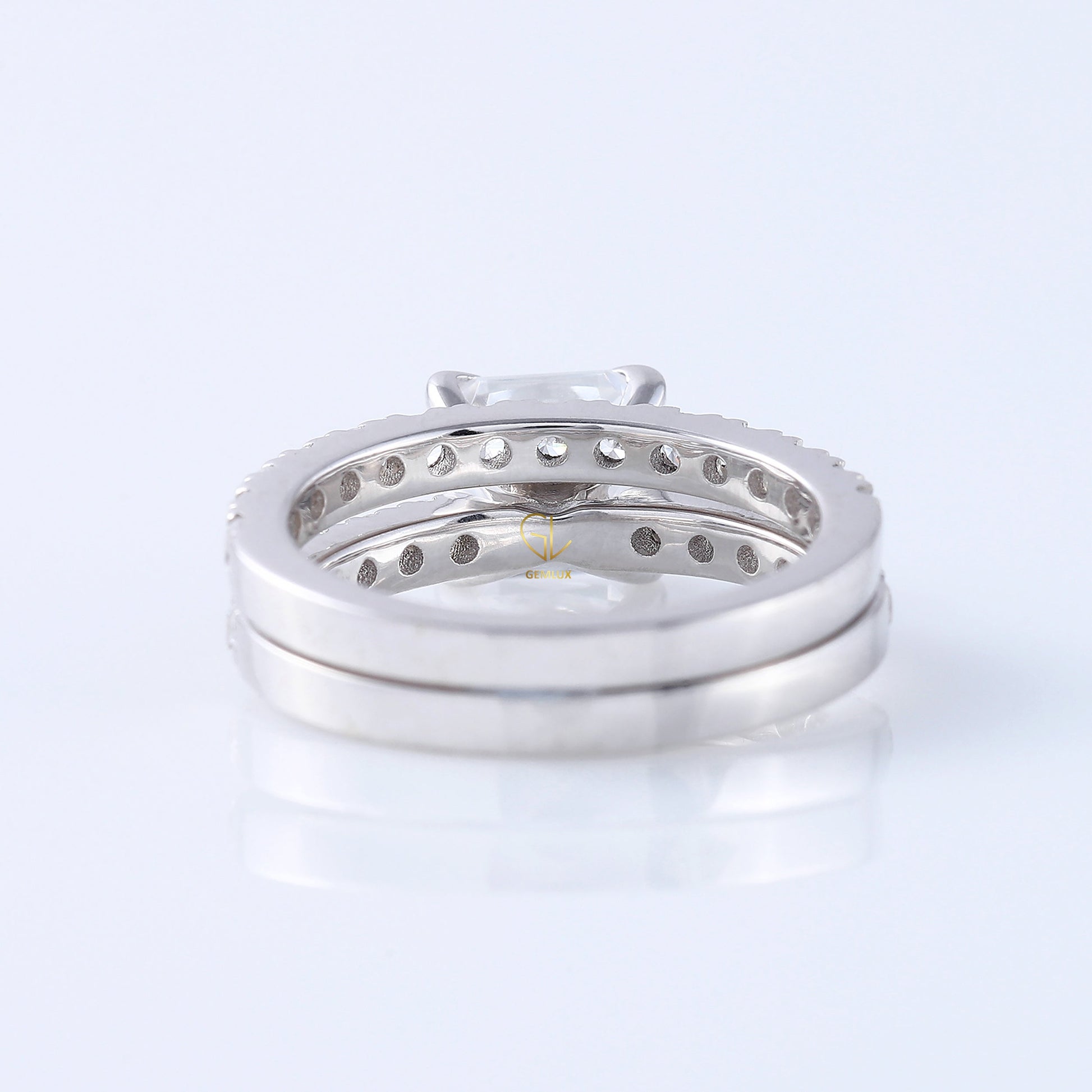 Princess Cut Moissanite Diamond Ring With Eternity Band Ring Set