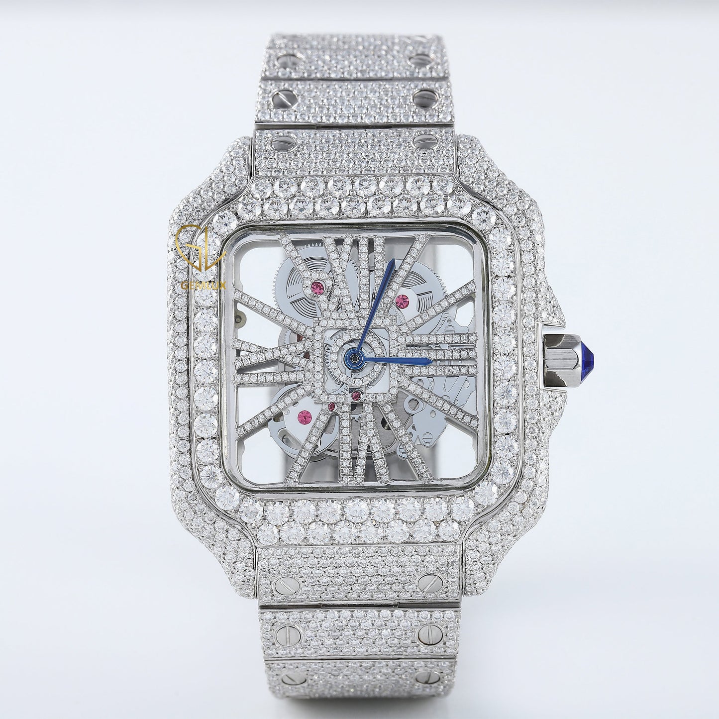 Iced Out Square Skelton Dial VVS Moissanite Diamond Hip Hop Watch