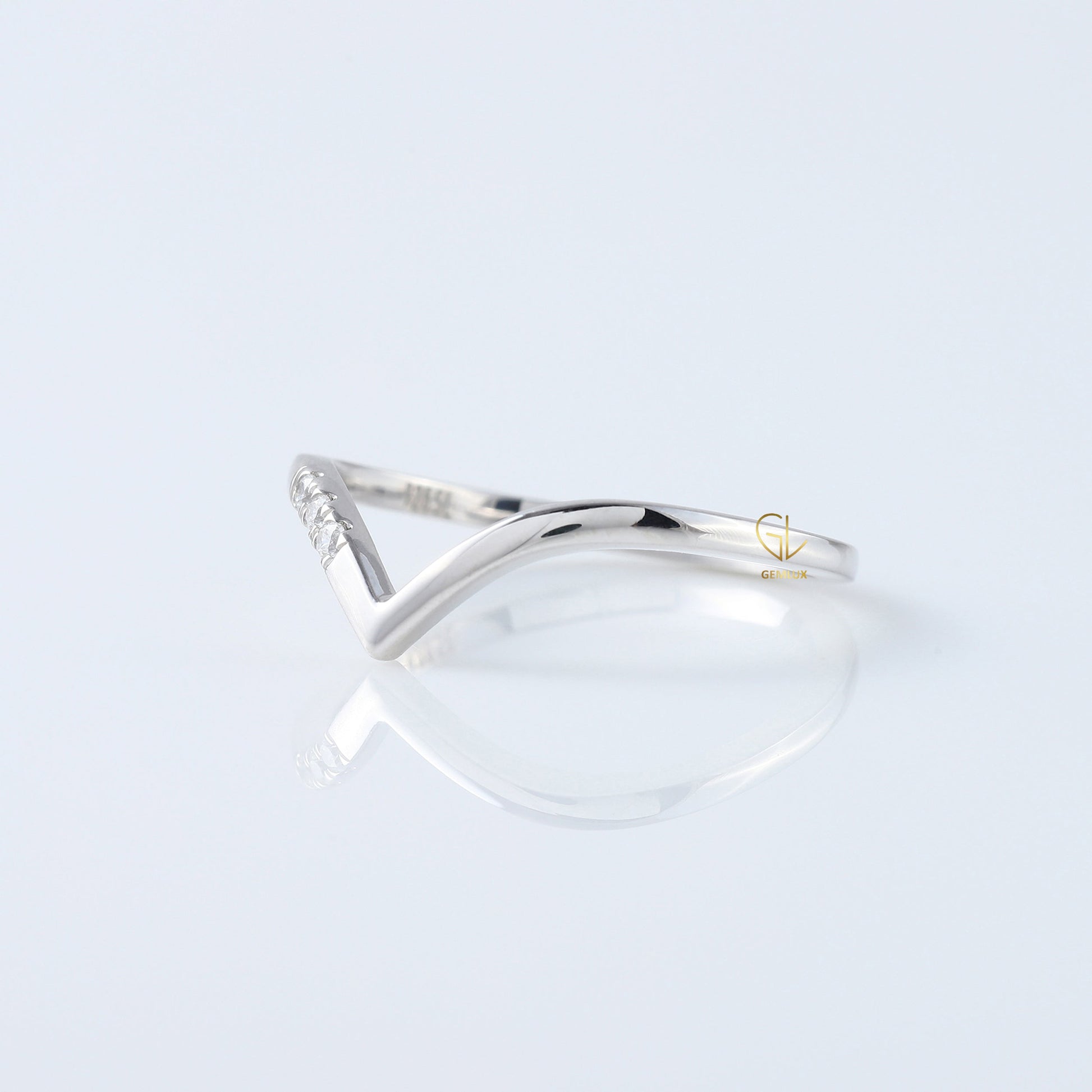 Three Stone Round Cut Lab Grown Diamond Wishbone Wedding Ring