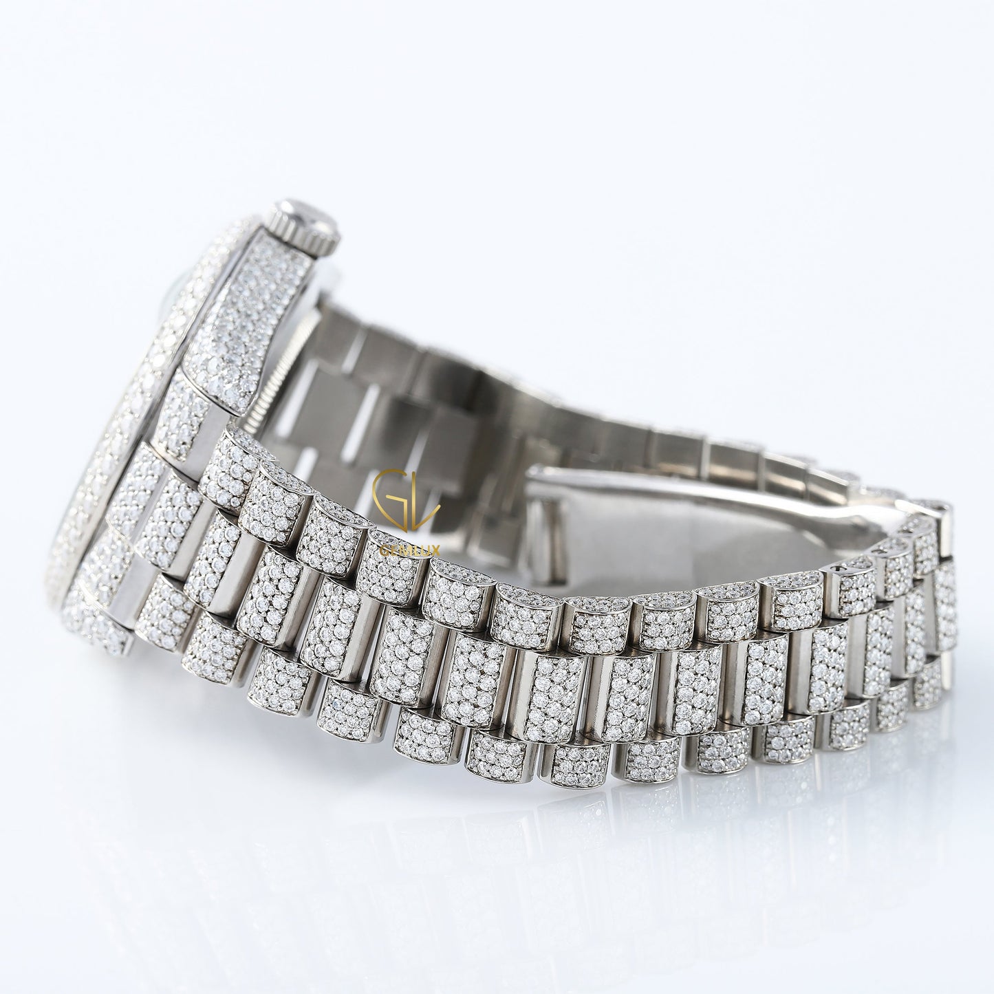 Iced Out Roman Dial Day Date VVS Moissanite Diamond Watch