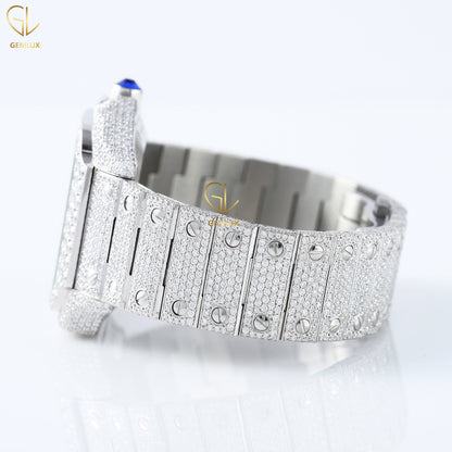 Square Dial Skeleton Iced Out Lab Grown Diamond Watch