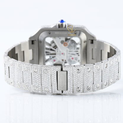 Iced Out Square Skelton Dial VVS Moissanite Diamond Hip Hop Watch