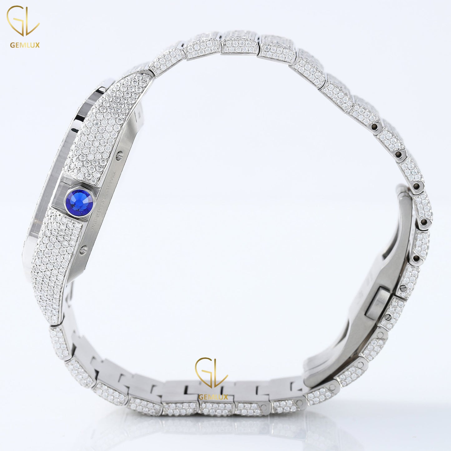 Square Dial Skeleton Iced Out Lab Grown Diamond Watch