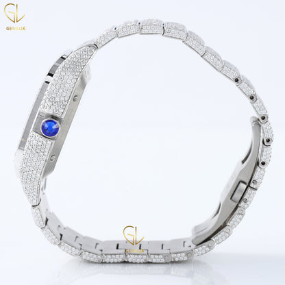 Square Dial Skeleton Iced Out Lab Grown Diamond Watch